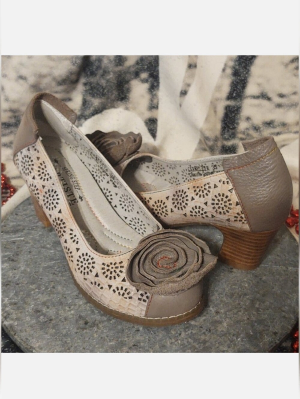 Spring Step L'Artiste Heels CARMELZTA EU size 35 Grey Perforated Leather